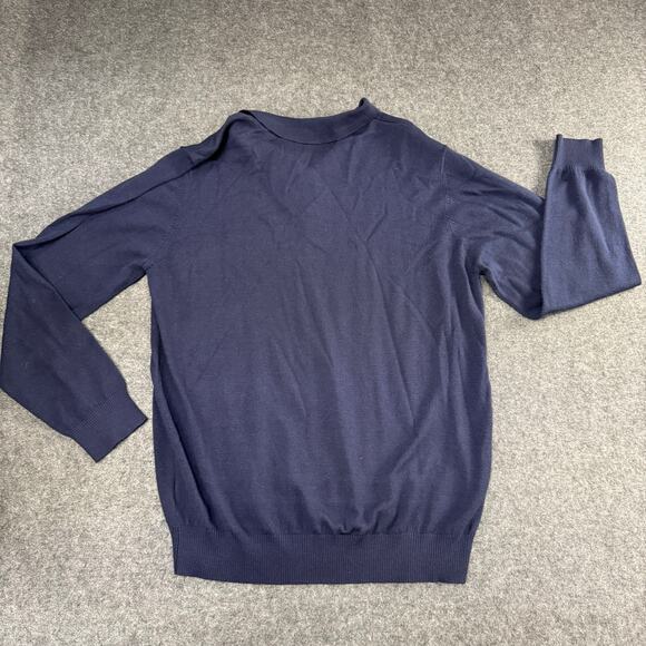 Charles Tyrwhitt Polo Sweater Mens XL Merino Wool Golf Preppy Casual Navy Blue - Picture 4 of 6